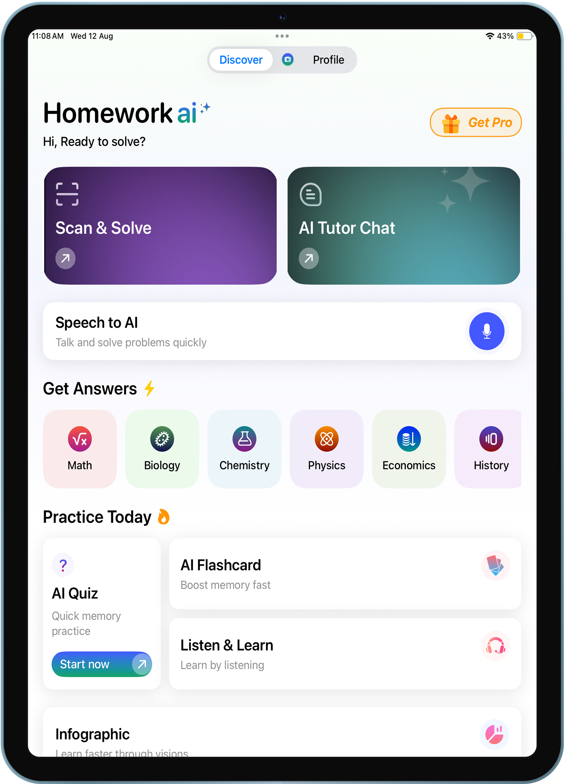 Tablet app screen 1