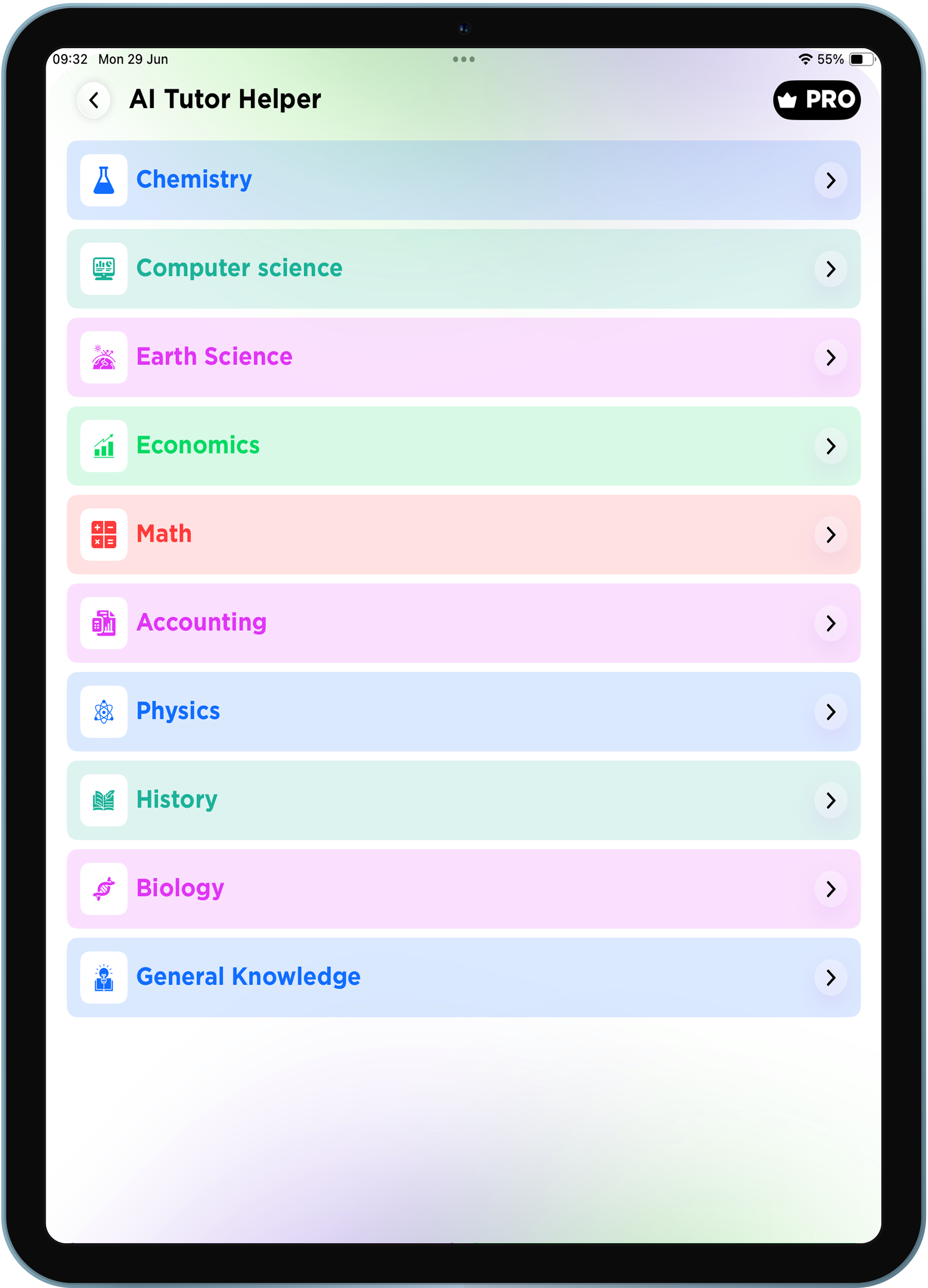 Tablet app screen 2