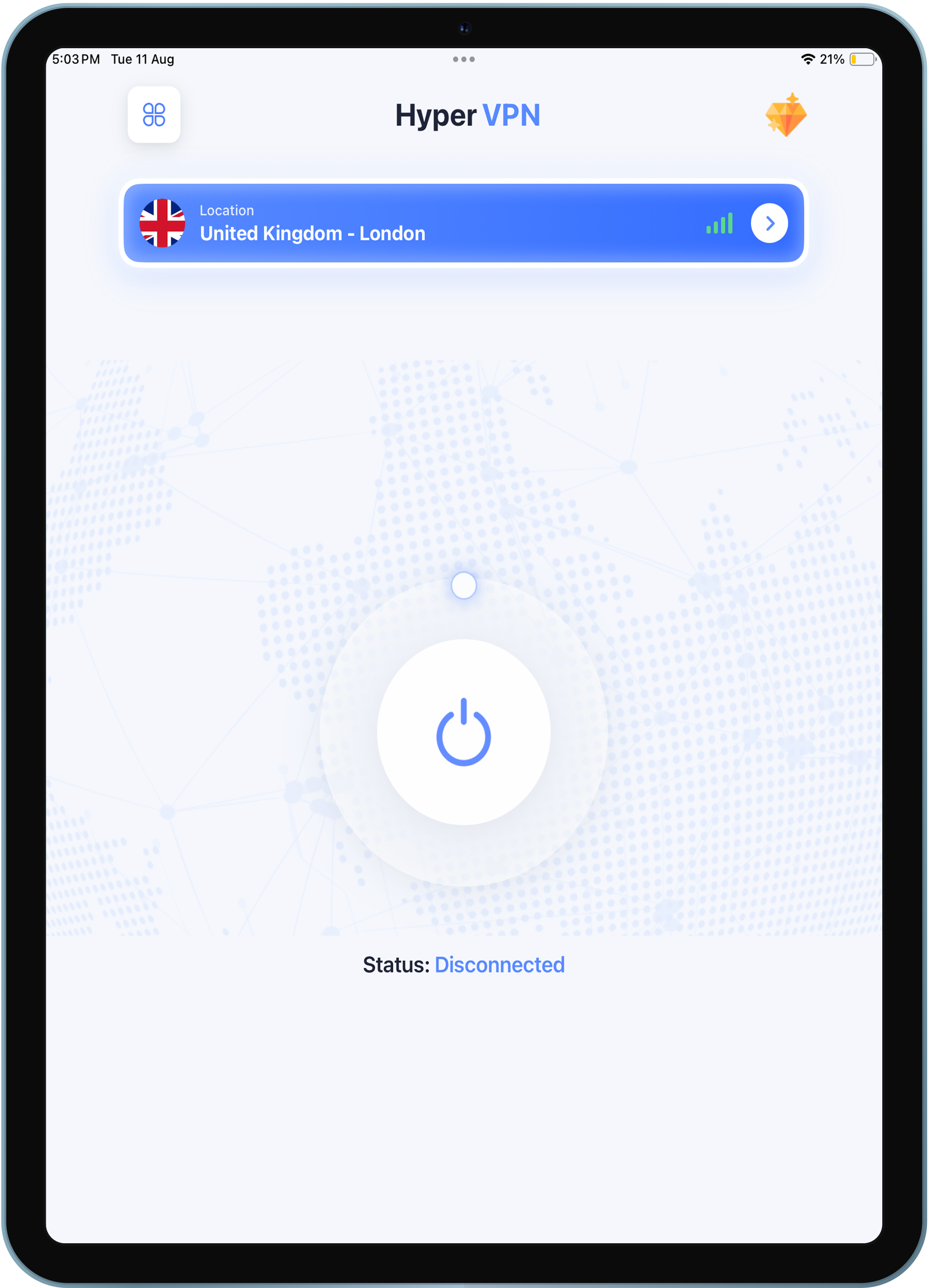 Tablet app screen 1