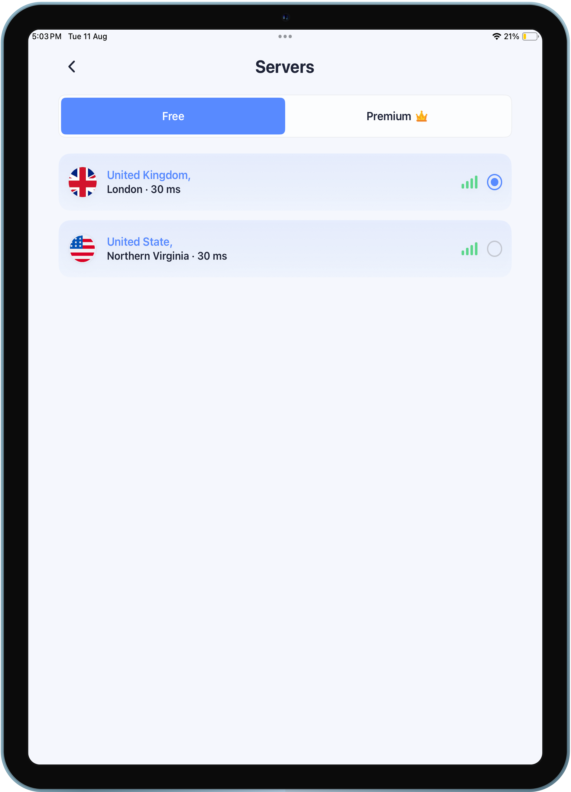 Tablet app screen 2