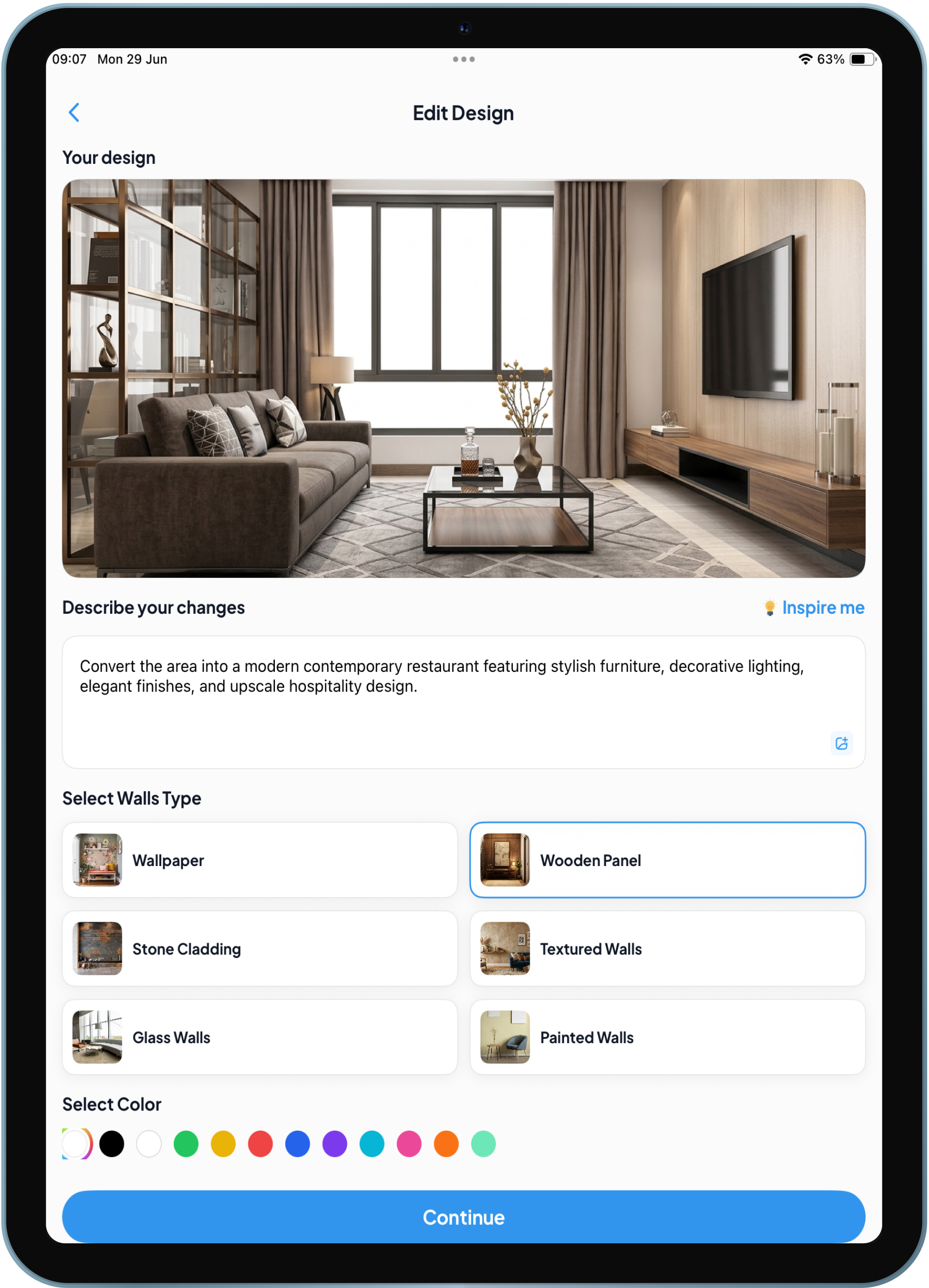Tablet app screen 2