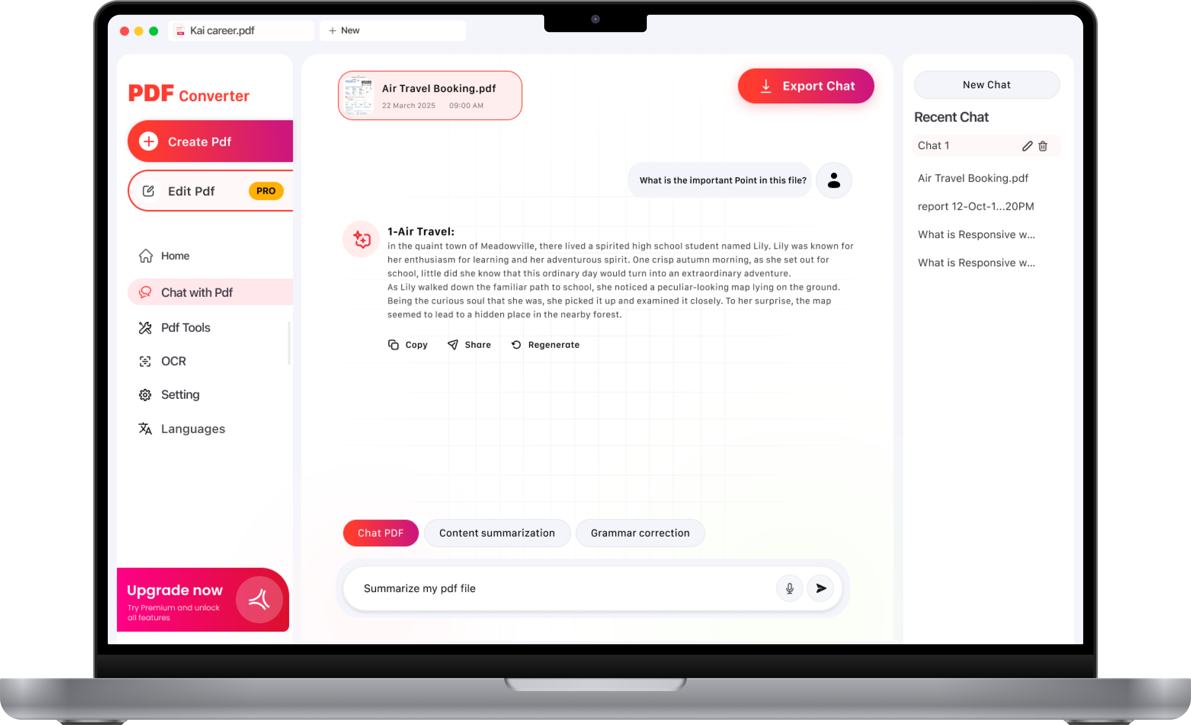 Desktop app screen 2