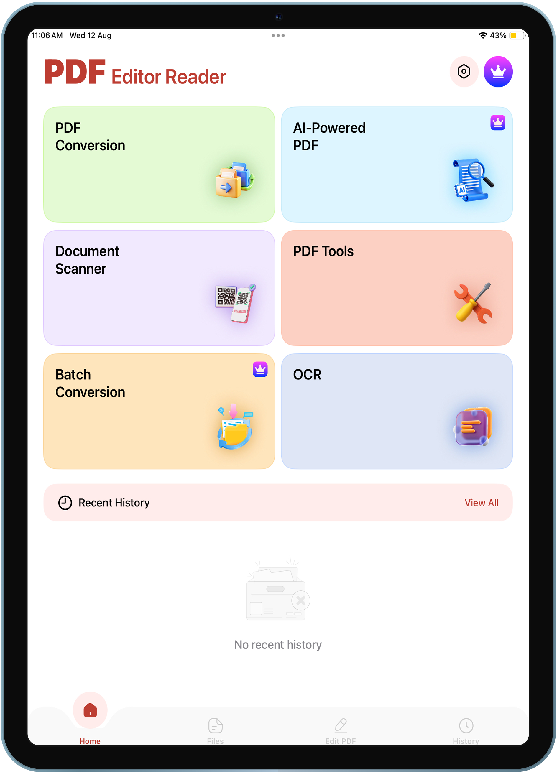Tablet app screen 1