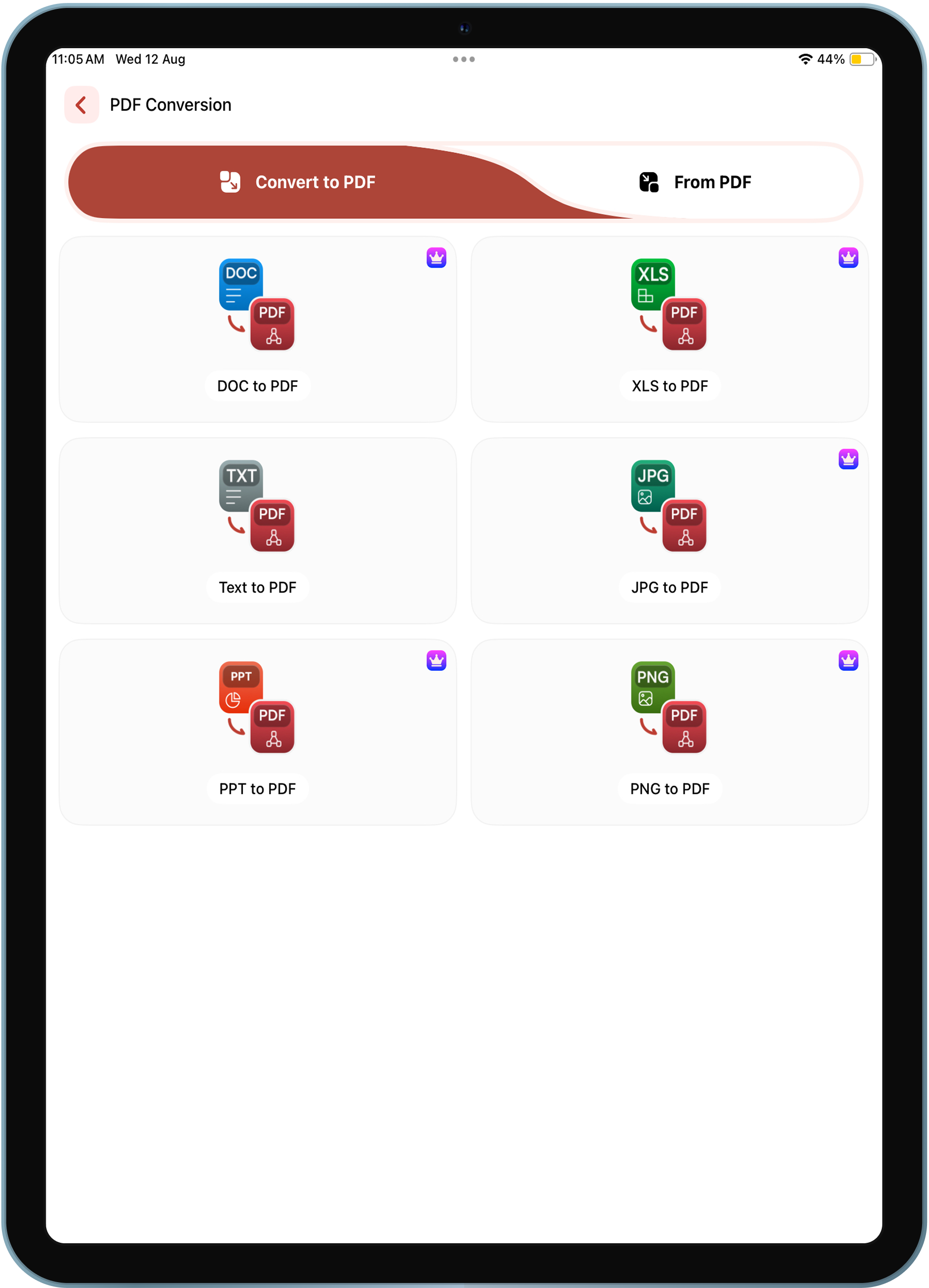 Tablet app screen 2