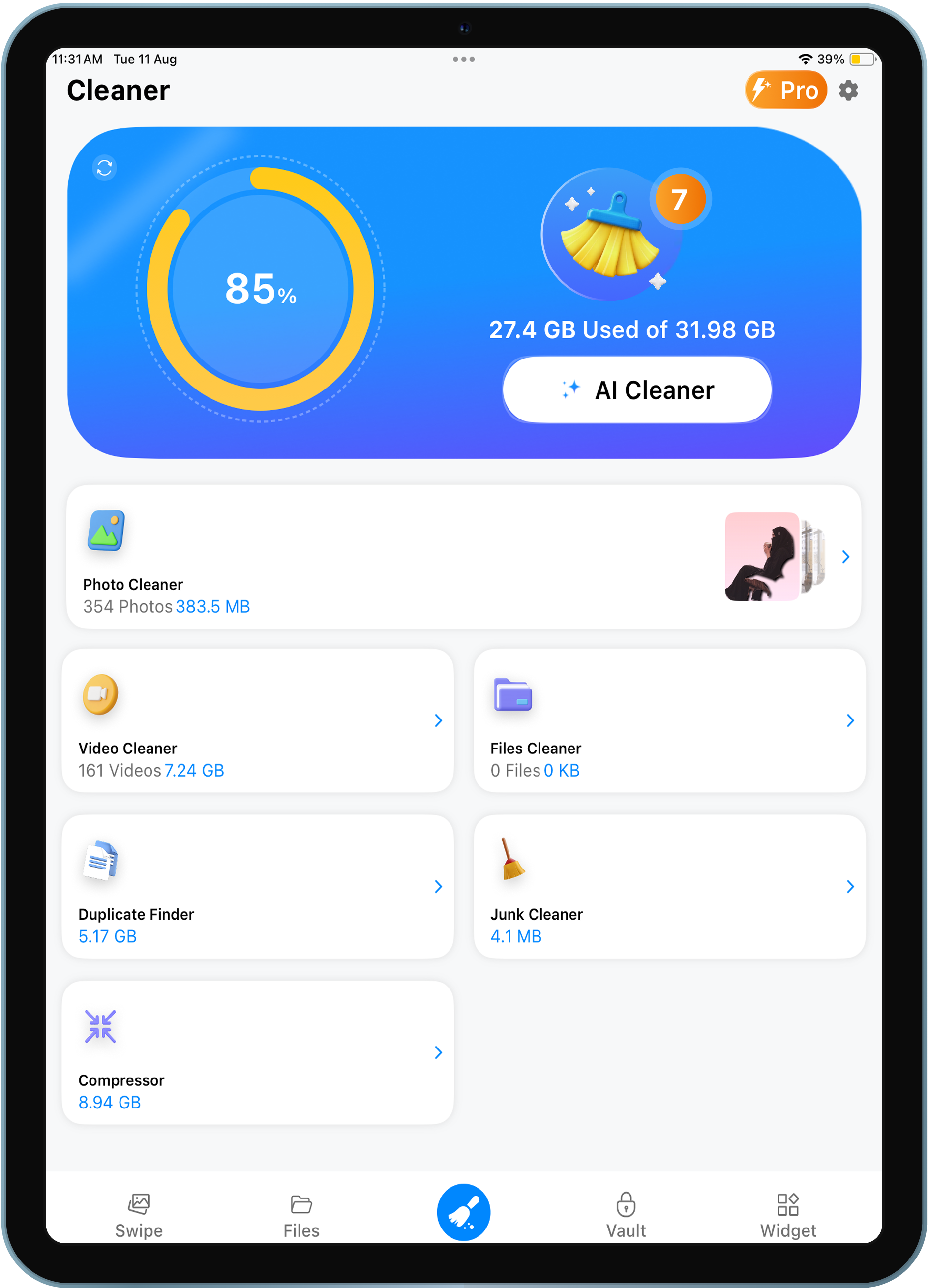 Tablet app screen 1