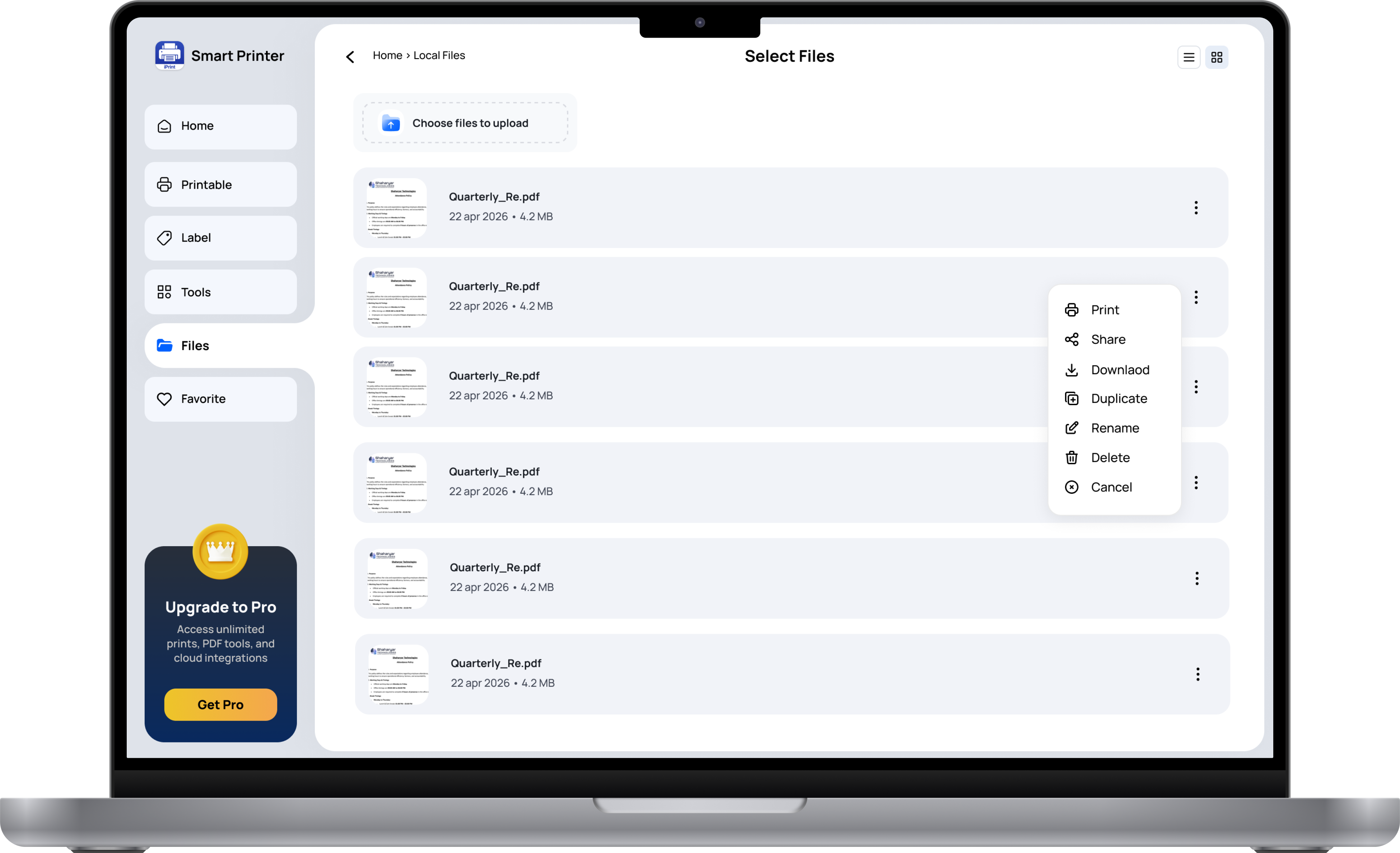 Desktop app screen 3